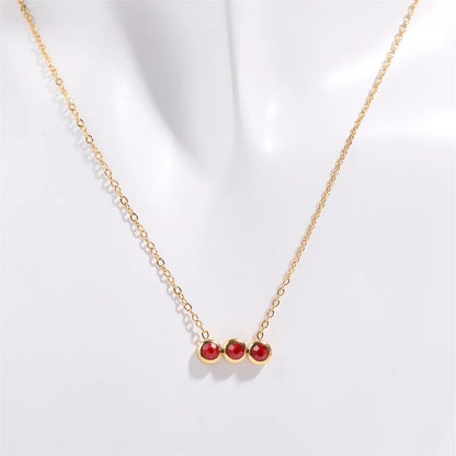 201 Stainless Steel 304 Stainless Steel Glass Gold Plated Retro Inlay Solid Color Zircon Pendant Necklace