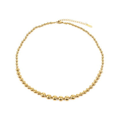 304 Stainless Steel Glass Pearl 18K Gold Plated Elegant Lady Classic Style Round Solid Color Necklace