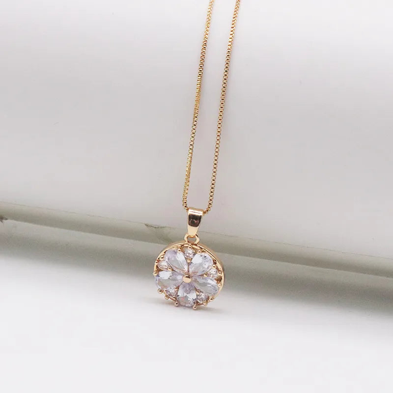 Wholesale Jewelry Casual Elegant Heart Shape 304 Stainless Steel Zircon Gold Plated Silver Plated Plating Inlay Pendant Necklace