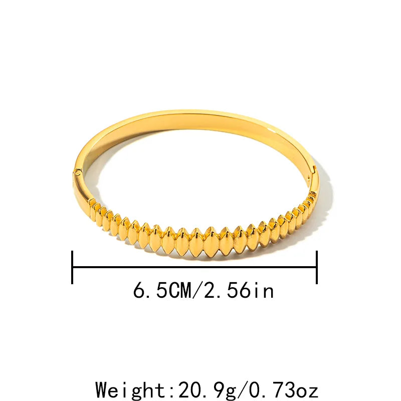 Casual Elegant Simple Style Waves Solid Color 304 Stainless Steel 14K Gold Plated Bangle In Bulk