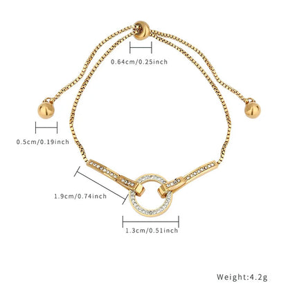 304 Stainless Steel Gold Plated Casual Simple Style Pearl Inlay Circle Star Zircon Bracelets Necklace