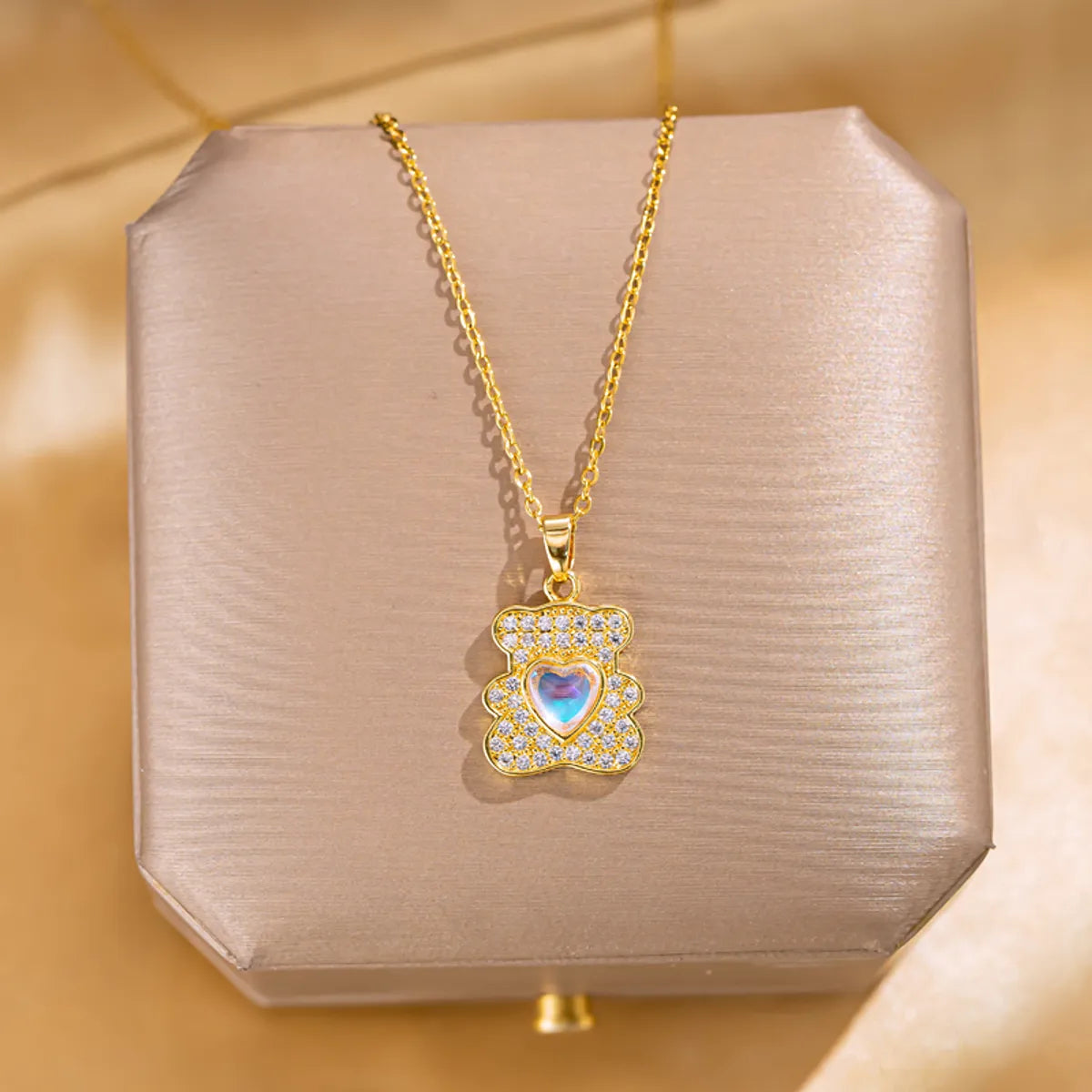 Wholesale Jewelry Elegant Lady Streetwear Geometric Flower Butterfly 304 Stainless Steel Acrylic Zircon 18K Gold Plated Inlay Pendant Necklace