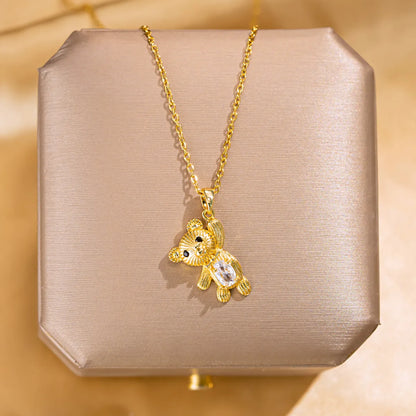 Wholesale Jewelry Elegant Lady Streetwear Geometric Flower Butterfly 304 Stainless Steel Acrylic Zircon 18K Gold Plated Inlay Pendant Necklace