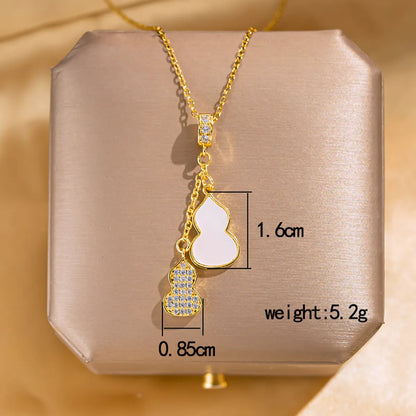 Wholesale Jewelry Elegant Lady Streetwear Geometric Flower Butterfly 304 Stainless Steel Acrylic Zircon 18K Gold Plated Inlay Pendant Necklace