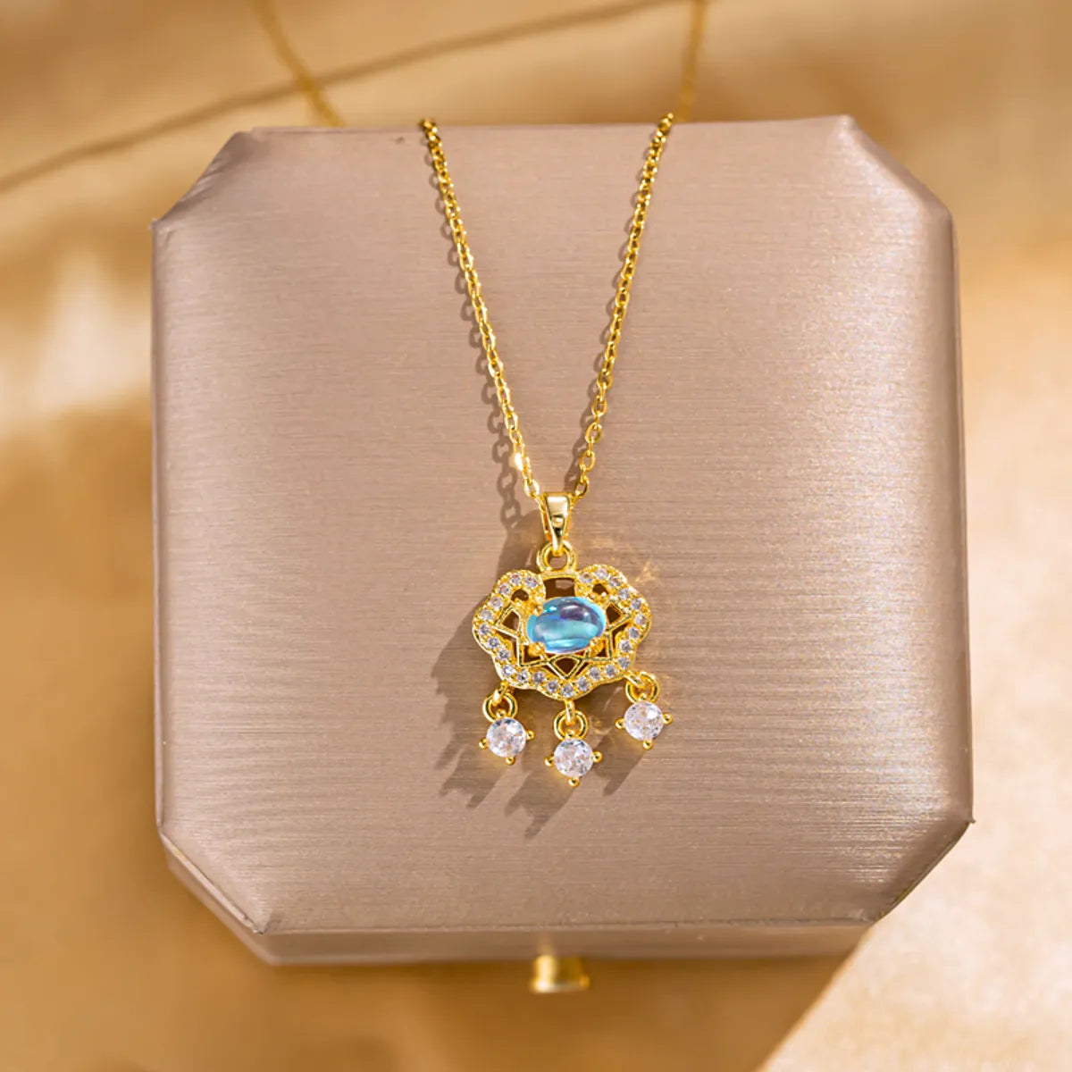 Wholesale Jewelry Elegant Lady Streetwear Geometric Flower Butterfly 304 Stainless Steel Acrylic Zircon 18K Gold Plated Inlay Pendant Necklace