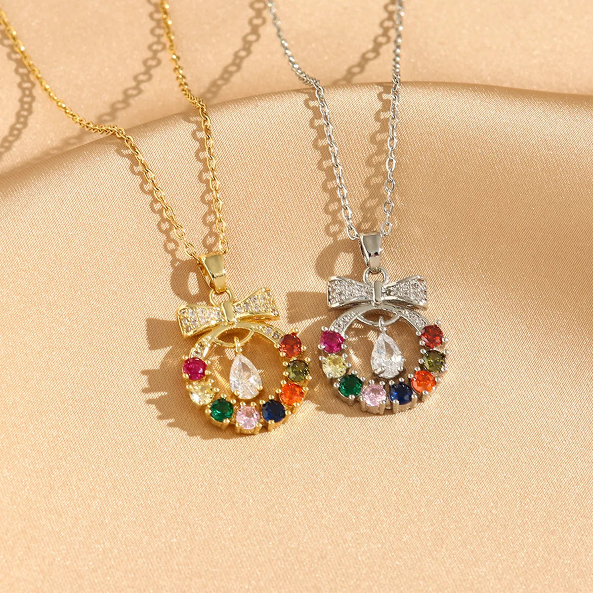 Titanium Steel 18K Gold Plated Casual Commute Plating Diamond Moon Snake Butterfly Resin Opal Zircon Pendant Necklace