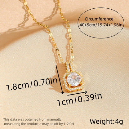 Titanium Steel 18K Gold Plated Casual Commute Plating Diamond Moon Snake Butterfly Resin Opal Zircon Pendant Necklace