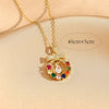 Titanium Steel 18K Gold Plated Casual Commute Plating Diamond Moon Snake Butterfly Resin Opal Zircon Pendant Necklace