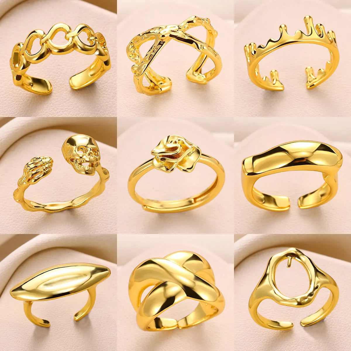 304 Stainless Steel Gold Plated Simple Style Classic Style Plating Heart Shape Rings