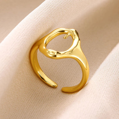 304 Stainless Steel Gold Plated Simple Style Classic Style Plating Heart Shape Rings