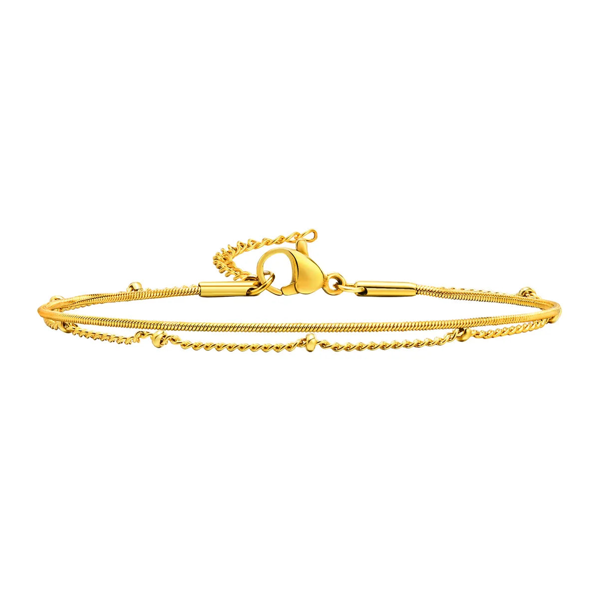 Simple Style Classic Style Solid Color 201 Stainless Steel Gold Plated Bracelets In Bulk