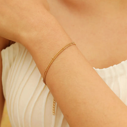 Simple Style Classic Style Solid Color 201 Stainless Steel Gold Plated Bracelets In Bulk