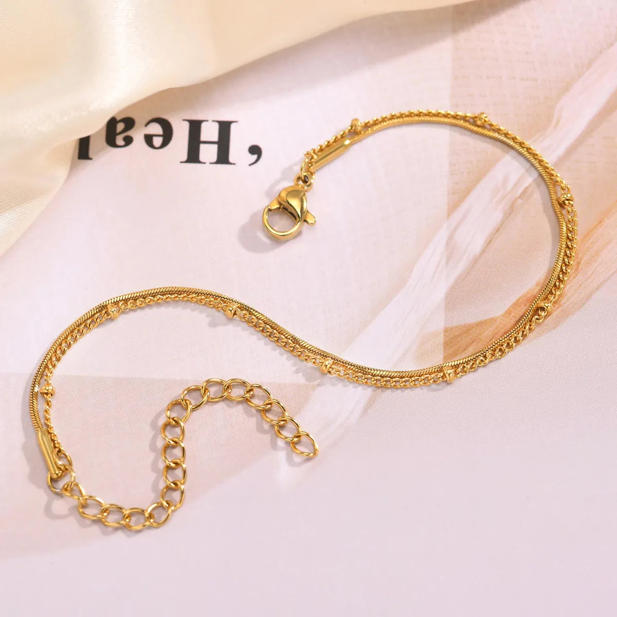 Simple Style Classic Style Solid Color 201 Stainless Steel Gold Plated Bracelets In Bulk