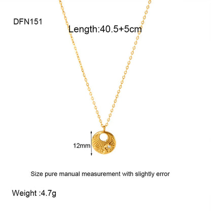 304 Stainless Steel Gold Plated Simple Style Classic Style Plating Solid Color Pendant Necklace