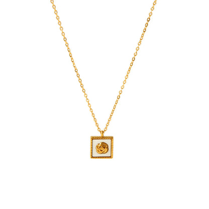 304 Stainless Steel Gold Plated Simple Style Classic Style Plating Solid Color Pendant Necklace