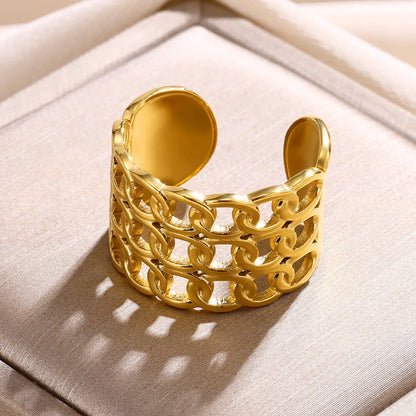 304 Stainless Steel Gold Plated Simple Style Classic Style Plating Solid Color Rings