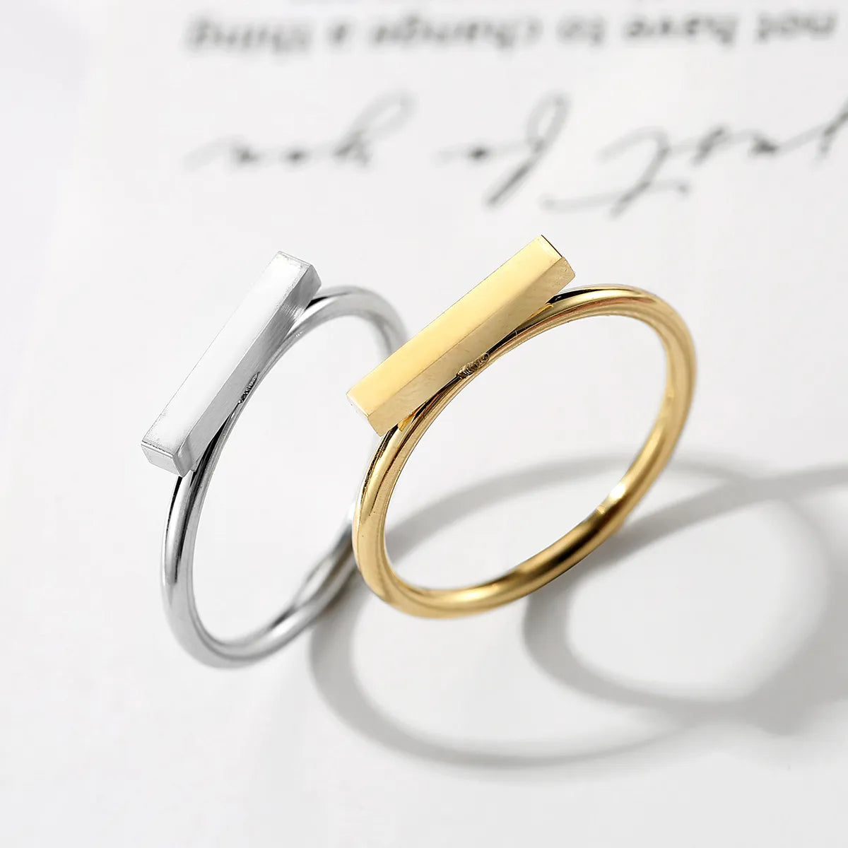 304 Stainless Steel Gold Plated Simple Style Plating Geometric Rings