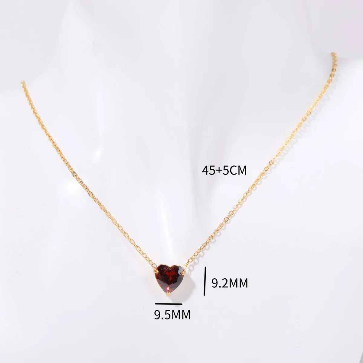 201 Stainless Steel 304 Stainless Steel Glass Gold Plated Simple Style Plating Inlay Heart Shape Birthstone Pendant Necklace