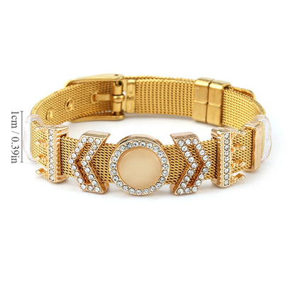 304 Stainless Steel Gold Plated Simple Style Plating Inlay Solid Color Rhinestones Bangle