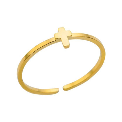 304 Stainless Steel Gold Plated Simple Style Plating Solid Color Rings