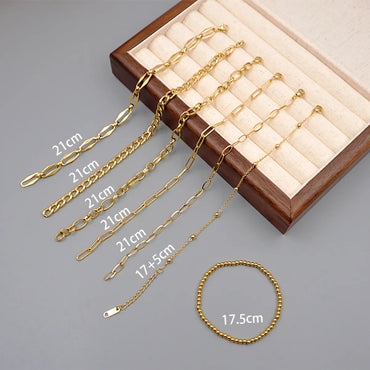 304 Stainless Steel Gold Plated Simple Style Streetwear Solid Color Bracelets