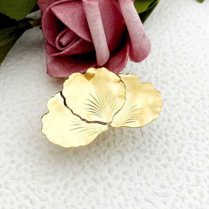 304 Stainless Steel Gold Plated Sweet Simple Style Plating Leaves Rings Earrings