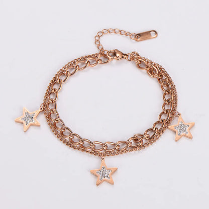 304 Stainless Steel Gold Plated Sweet Simple Style Plating Star Bracelets