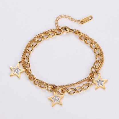 304 Stainless Steel Gold Plated Sweet Simple Style Plating Star Bracelets