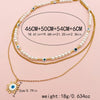 304 Stainless Steel Gold Plated Vacation Tropical Sweet Layered Pearl Inlay Sun Devil'S Eye Zircon Layered Necklaces