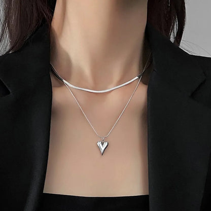 304 Stainless Steel Heart Shape Pendant Necklace