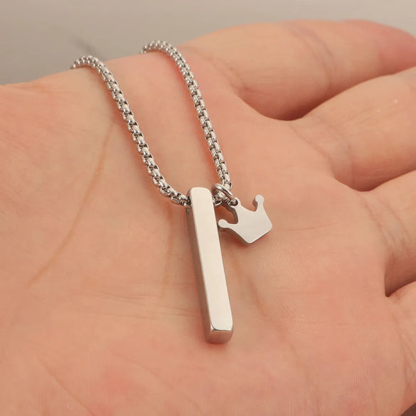 Wholesale Jewelry Hip-Hop Beach Commute Customization Laser Engraving Crown Rectangle 304 Stainless Steel Pendant Necklace