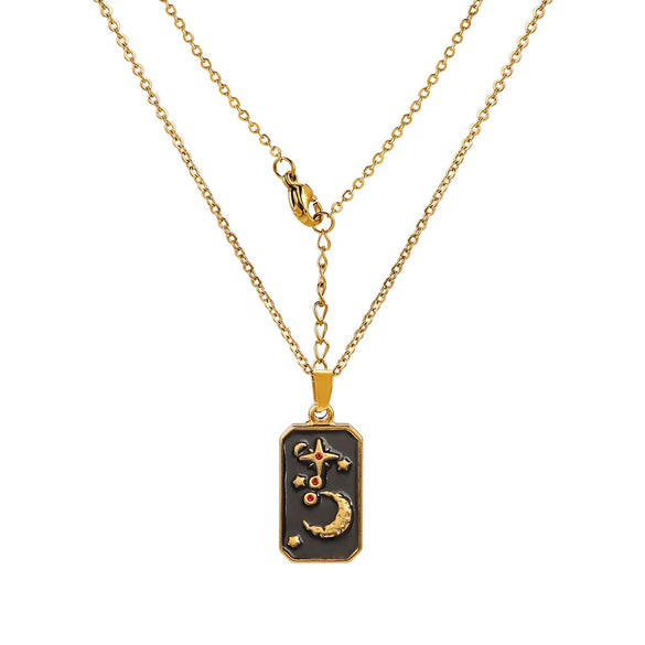 Wholesale Jewelry Hip-Hop Retro Color Block 304 Stainless Steel Pendant Necklace