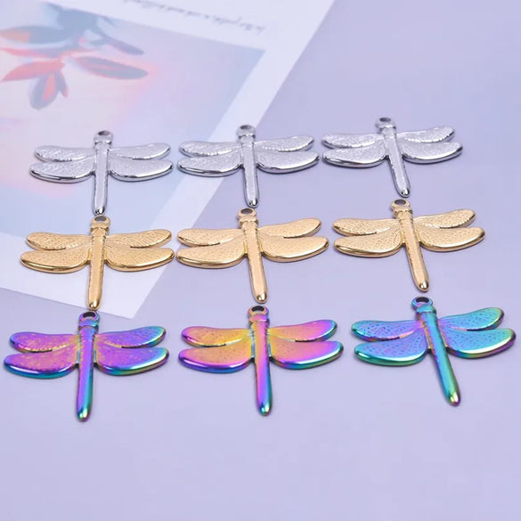 304 Stainless Steel Hip-Hop Retro Plating Dragonfly Pendant Necklace
