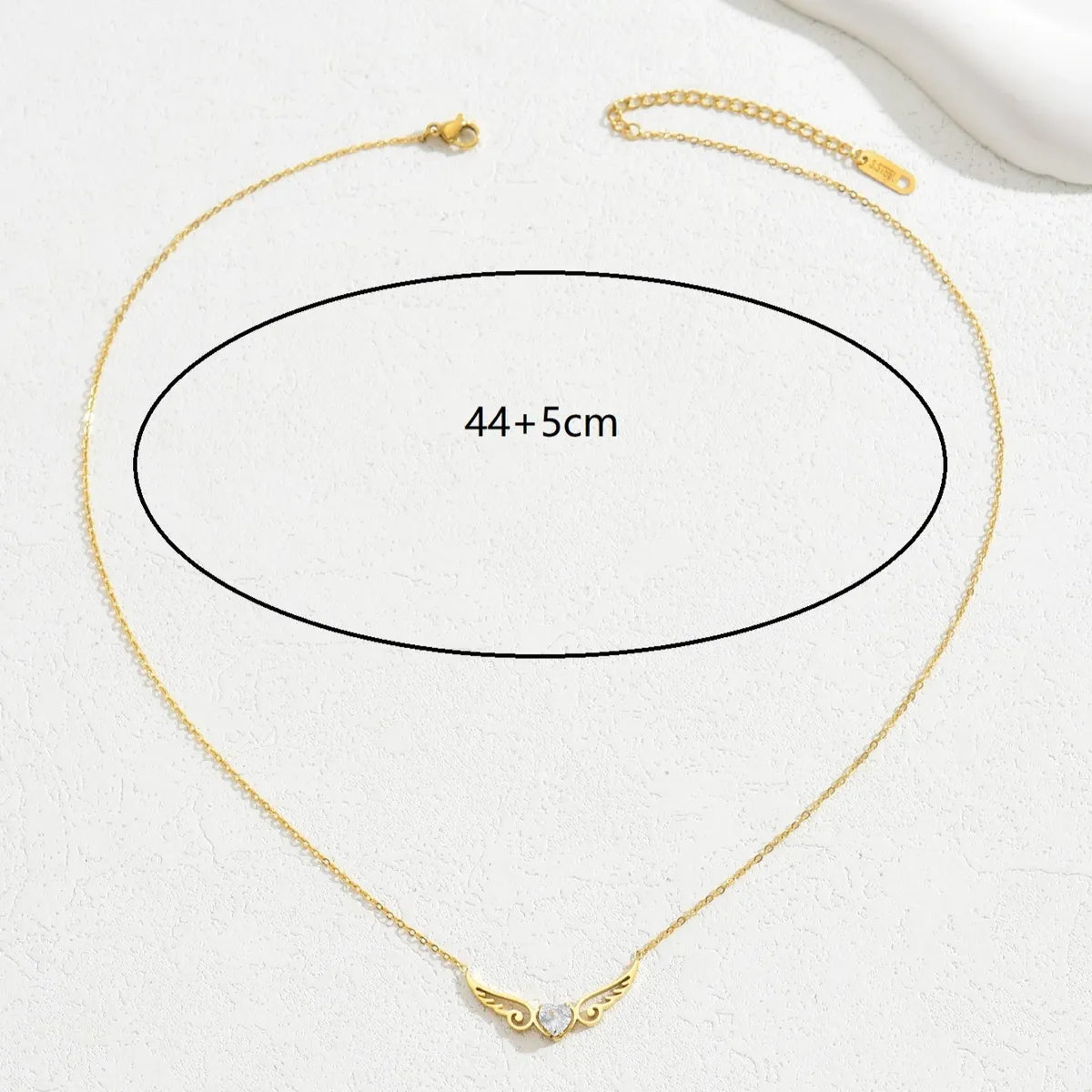 Wholesale Jewelry IG Style Bohemian Classic Style Angel Wings 201 Stainless Steel Zircon 18K Gold Plated Inlay Pendant Necklace