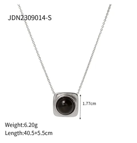 Wholesale Jewelry IG Style Geometric 304 Stainless Steel Agate Inlay Pendant Necklace