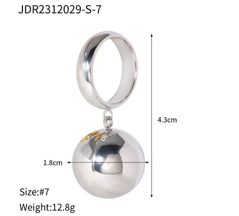 Wholesale Jewelry IG Style Modern Style Classic Style Ball 304 Stainless Steel Charm Rings