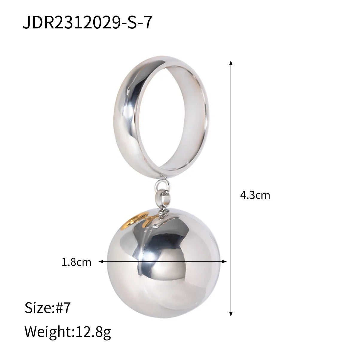 Wholesale Jewelry IG Style Modern Style Classic Style Ball 304 Stainless Steel Charm Rings