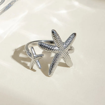 Wholesale Jewelry IG Style Modern Style Classic Style Starfish 304 Stainless Steel Plating Open Rings