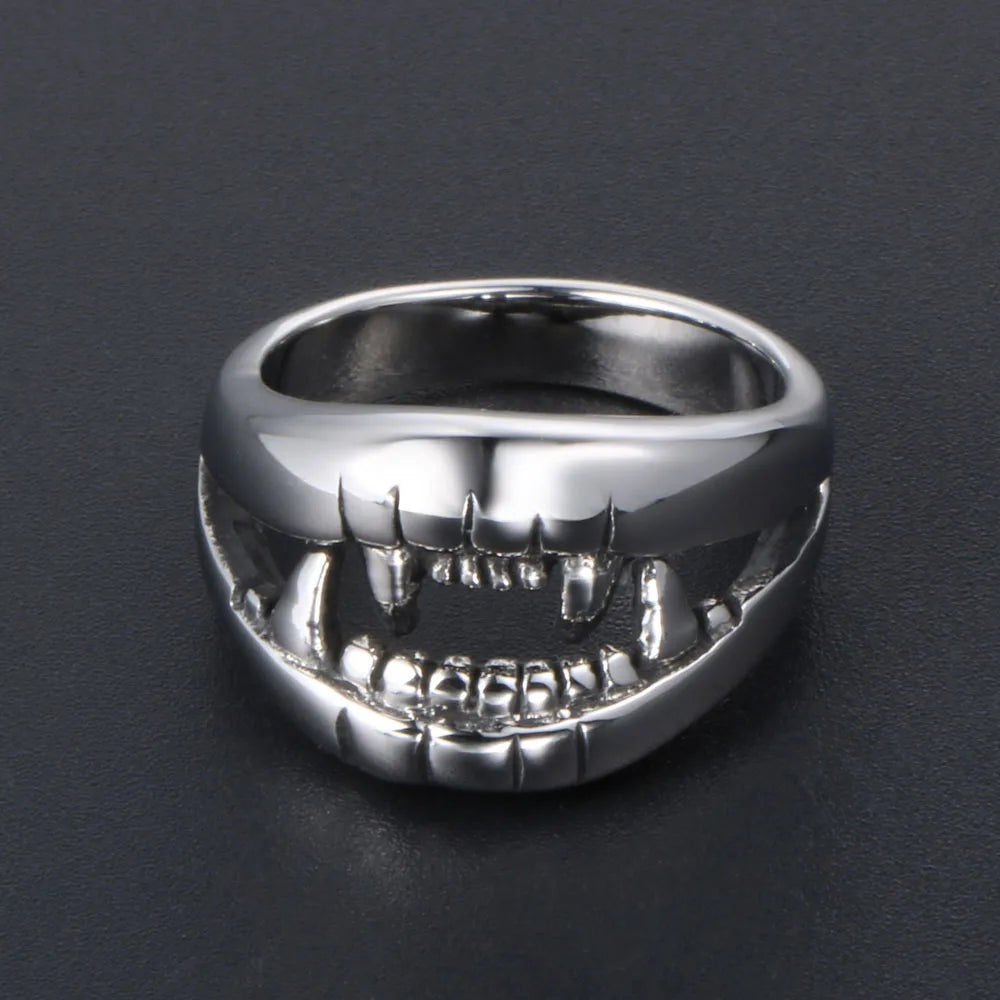 IG Style Retro Cool Style Teeth 304 Stainless Steel Polishing Men'S Rings