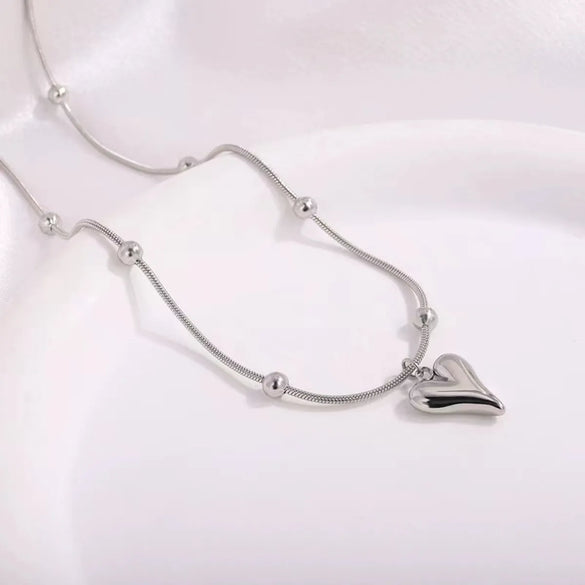 304 Stainless Steel 18K Gold Plated IG Style Simple Style Heart Shape Pendant Necklace