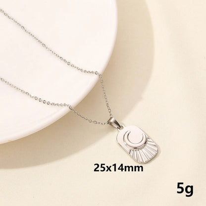 304 Stainless Steel IG Style Simple Style Plating Star Moon Pendant Necklace