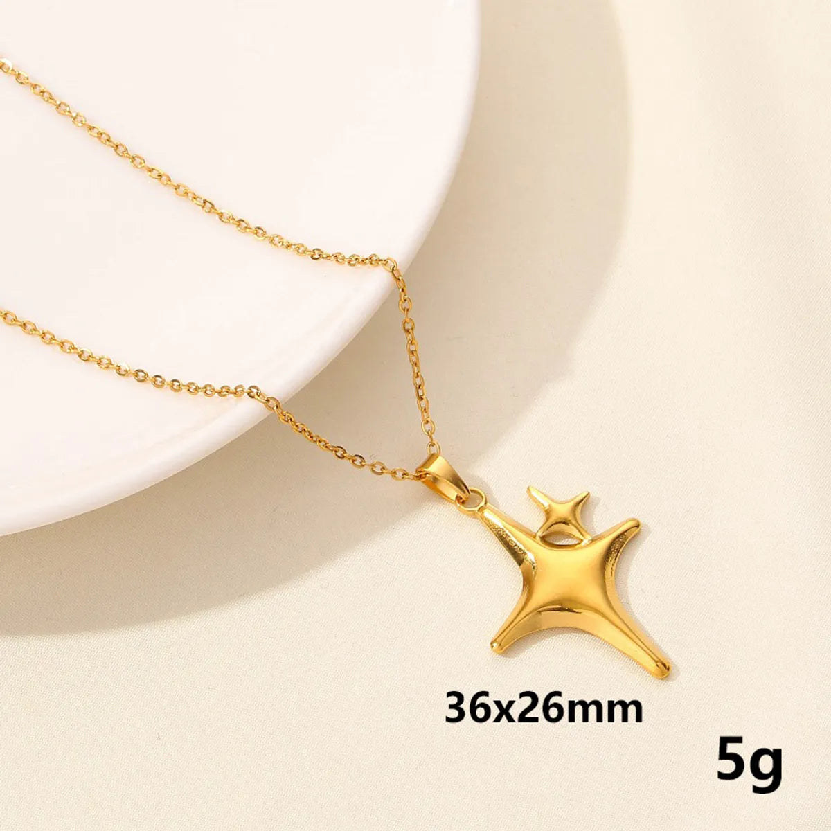 304 Stainless Steel IG Style Simple Style Plating Star Moon Pendant Necklace