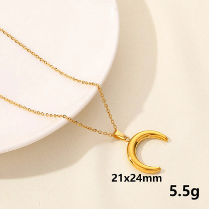 304 Stainless Steel IG Style Simple Style Plating Star Moon Pendant Necklace