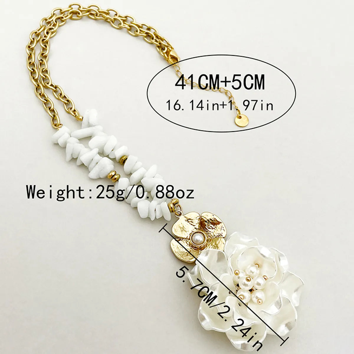 304 Stainless Steel Imitation Pearl Natural Stone 14K Gold Plated Elegant Classical Beaded Plating Flower Necklace