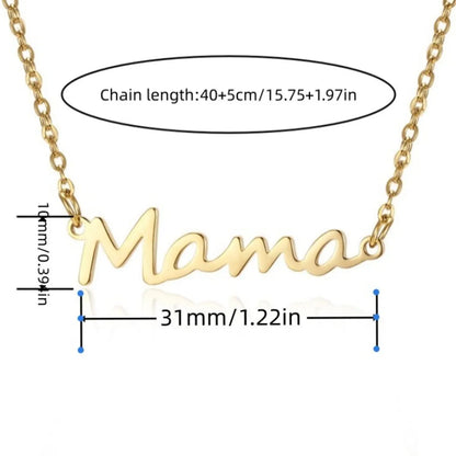 304 Stainless Steel Iron Rose Gold Plated White Gold Plated Gold Plated MAMA Simple Style Polishing Letter Necklace