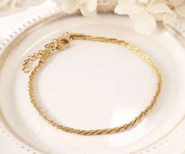 Modern Style Classic Style Commute Solid Color 302 Stainless Steel 18K Gold Plated Bracelets In Bulk