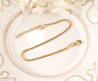 Modern Style Classic Style Commute Solid Color 302 Stainless Steel 18K Gold Plated Bracelets In Bulk