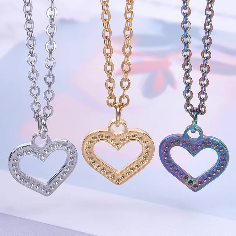 304 Stainless Steel Modern Style Classic Style Plating Heart Shape Pendant Necklace