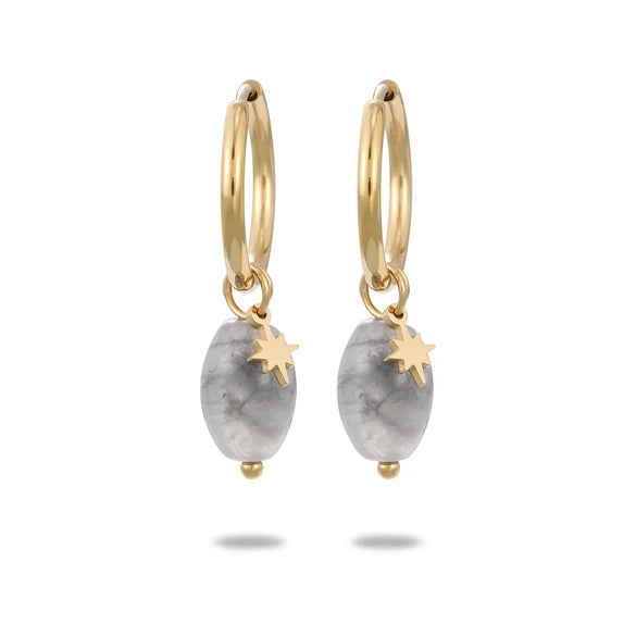 304 Stainless Steel Natural Stone Simple Style Plating Geometric Star Drop Earrings