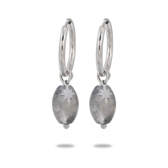 304 Stainless Steel Natural Stone Simple Style Plating Geometric Star Drop Earrings